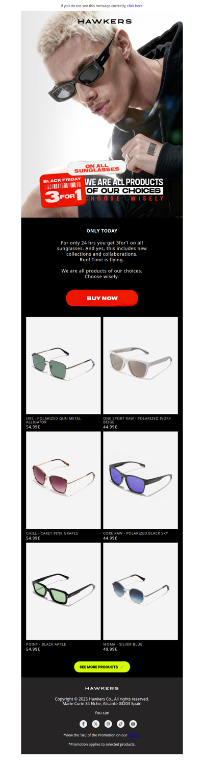 Black Friday. 3for1 on all sunglasses