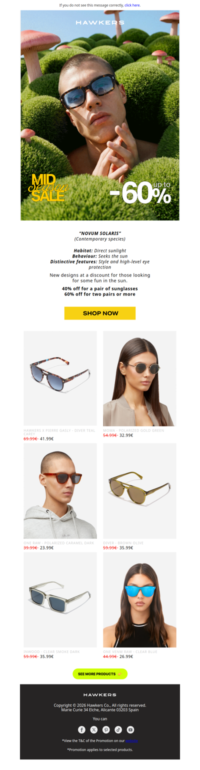 MID SEASON SALE. UP TO 60% OFF.