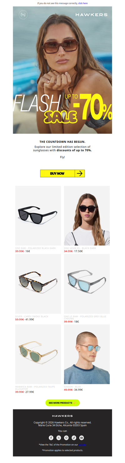 FLASH SALE | Up to -70% on sunglasses.