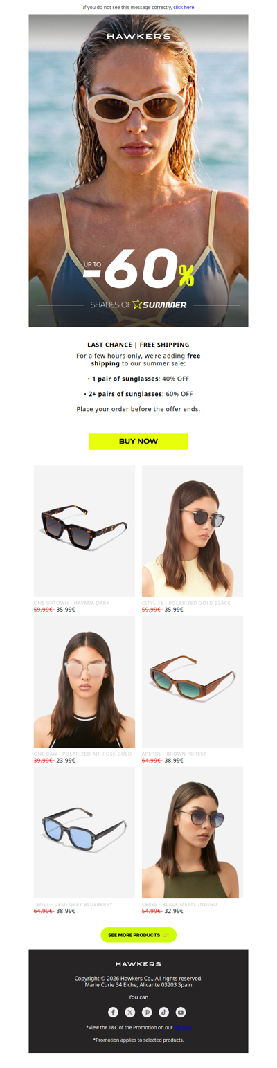 LAST CHANCE: FREE SHIPPING + UP TO 60%
