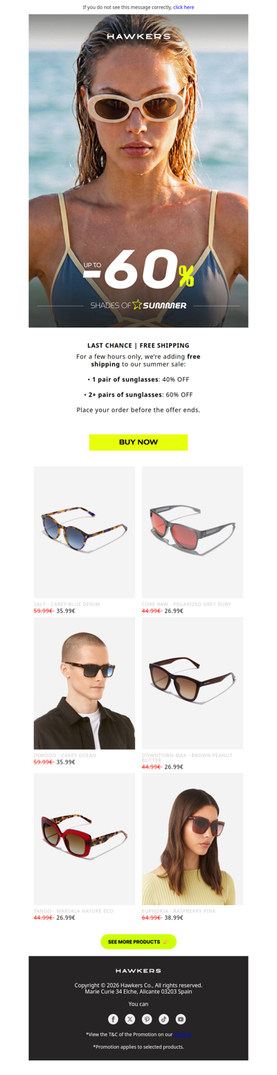 LAST CHANCE: FREE SHIPPING + UP TO 60%