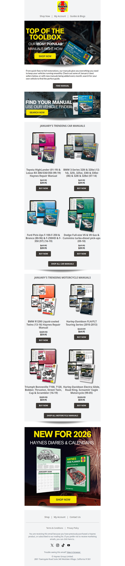 January's Most Popular Manuals Are Here! 🚗🔧