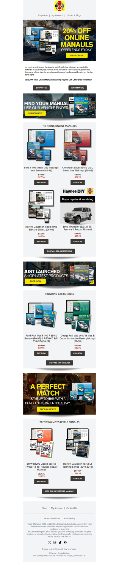 Ends Tomorrow! 20% off Online Manuals