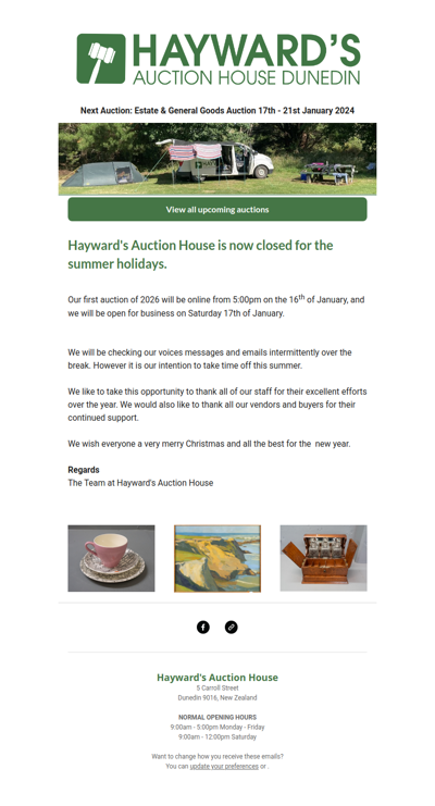 We are now closed for the summer holidays and will re-open on Saturday 17th of January 2026