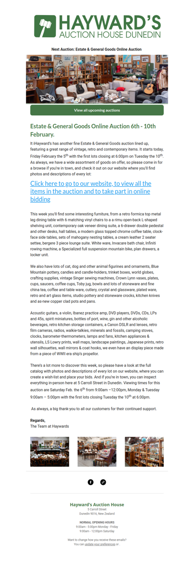 Our next Estate & General Goods Online Auction is ready to go, starting today, Friday February the 5th and ending on Tuesday the 10th.