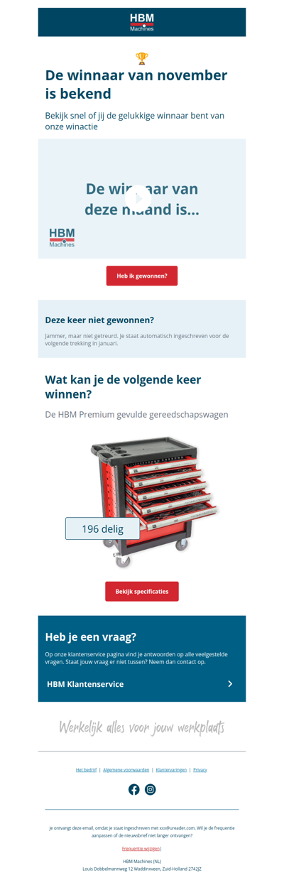 Heb jij onze werkbank t.w.v. € 249,99 gewonnen?