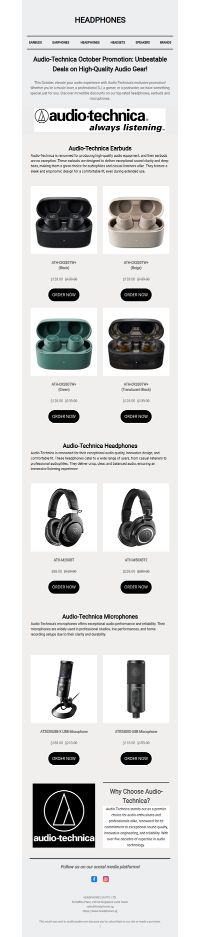 Audio-Technica October Promotion: Unbeatable Deals on High-Quality Audio Gear!