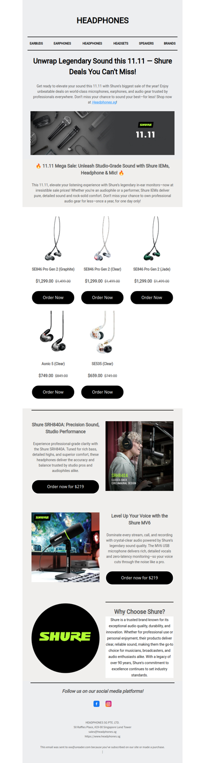 Unwrap Legendary Sound this 11.11 — Shure Deals You Can’t Miss!