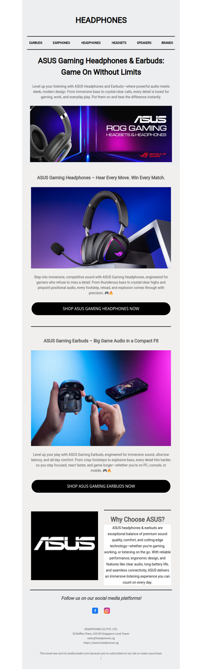 ASUS Gaming Headphones & Earbuds: Game On Without Limits