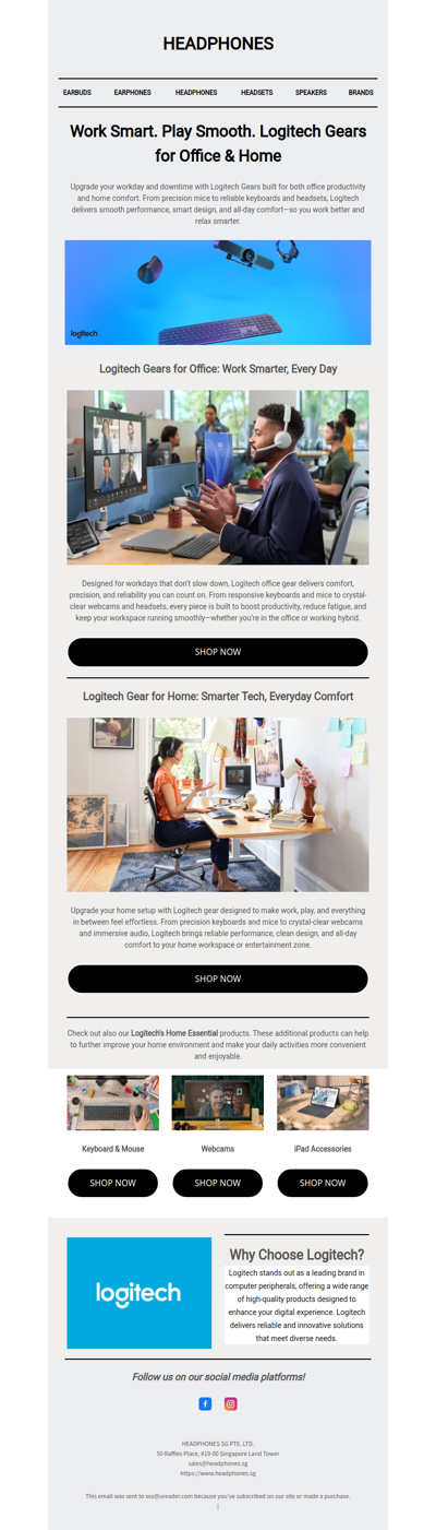 Work Smart. Play Smooth. Logitech Gears for Office & Home