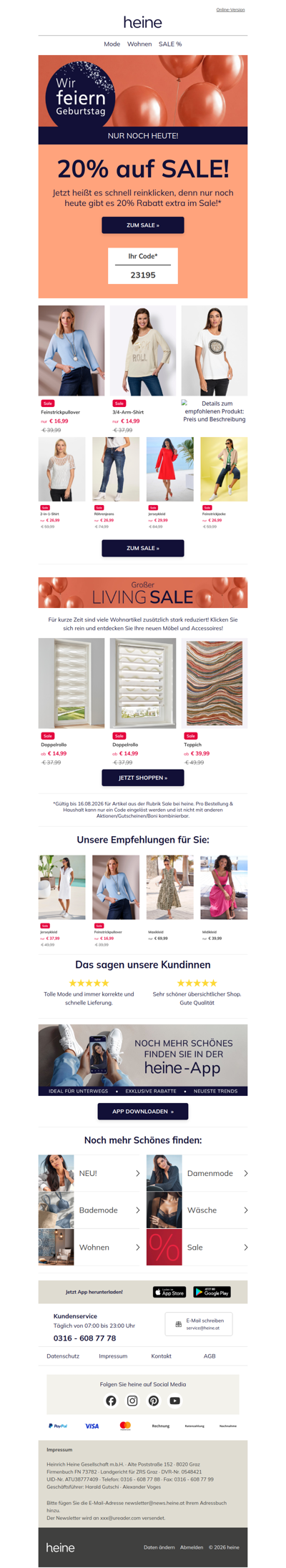 Nur noch heute: 20% extra auf SALE! ⌛