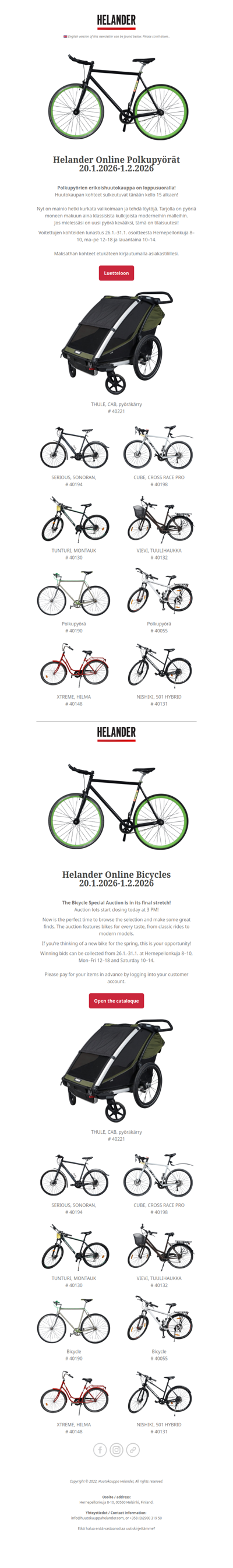 Huutokauppa sulkeutuu tänään! Weekly Auction closing today!