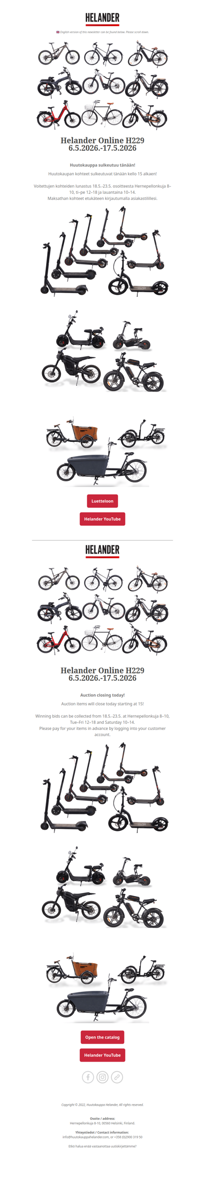 Huutokauppa sulkeutuu tänään! Online Auction closing today!