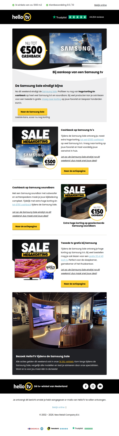 De Samsung Sale eindigt bijna!