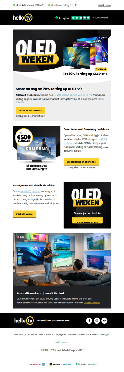 Laatste kans: nu nog tot 20% korting op OLED tv's
