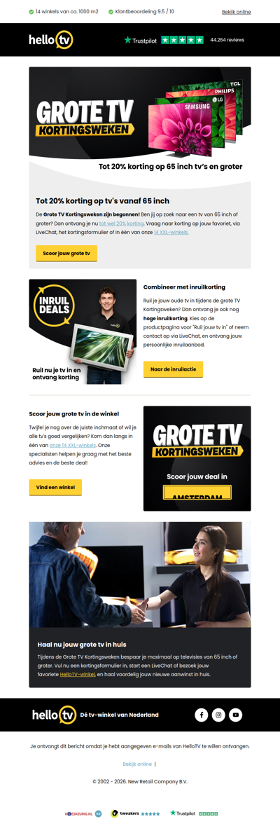 Grote TV Kortingsweken: tot 20% korting
