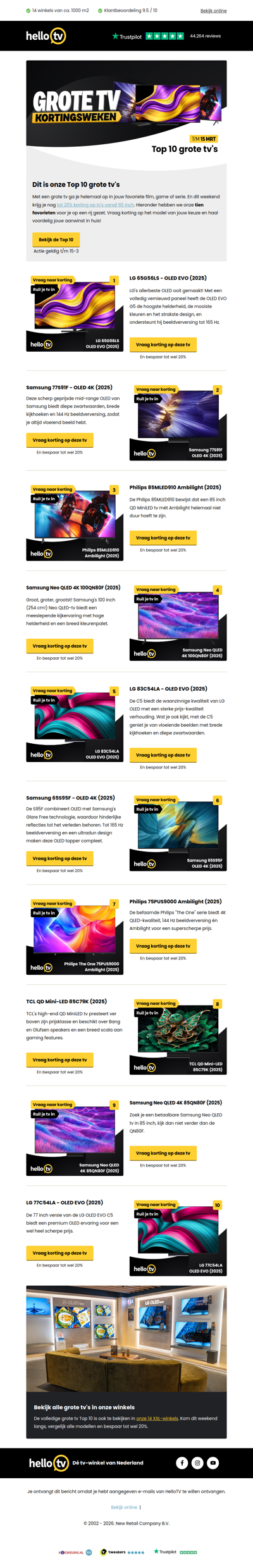 Bekijk onze grote tv Top 10