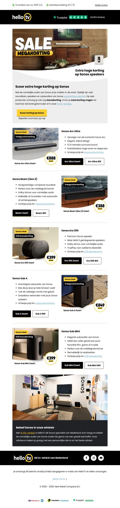 Extra hoge korting op Sonos speakers