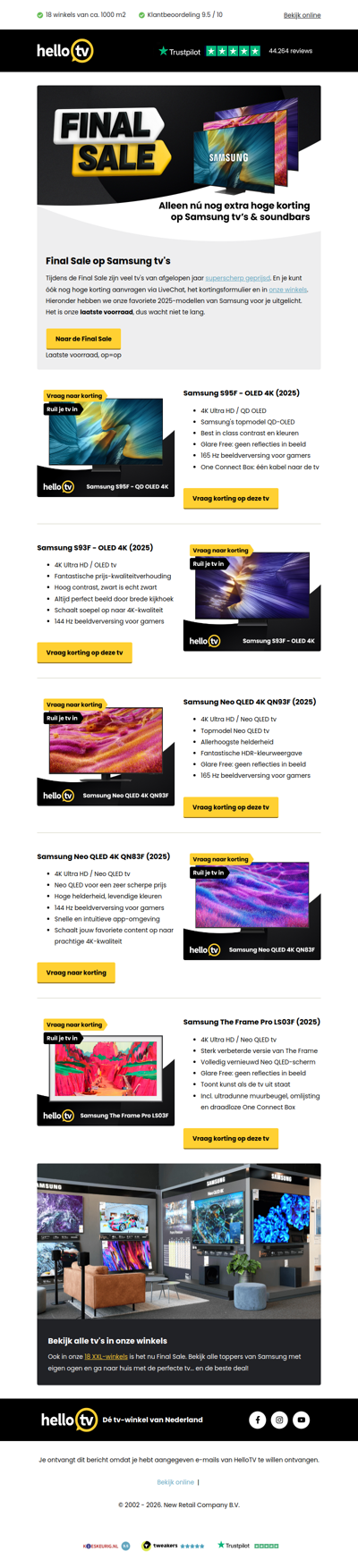 Final Sale op Samsung tv's