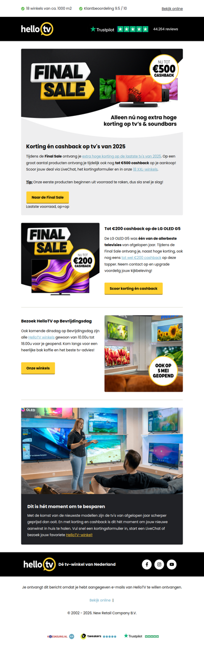 Korting én cashback op 2025 tv's