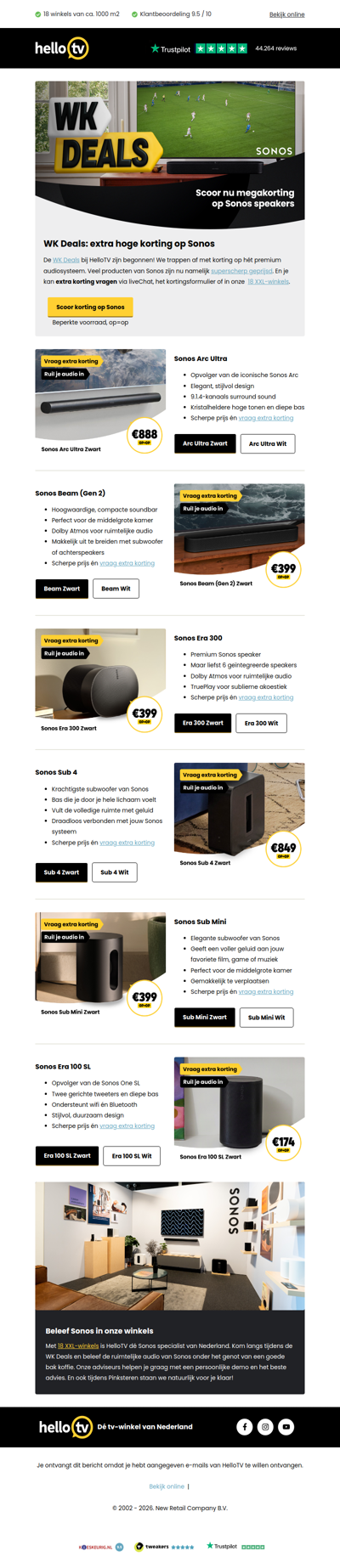 Tijdelijk extra hoge korting op Sonos speakers