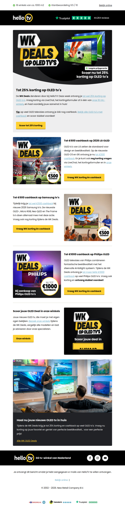 Nu tot 25% korting op OLED tv's
