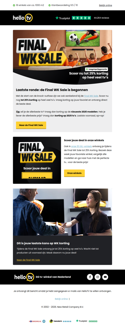 Laatste ronde: de Final WK Sale is begonnen!