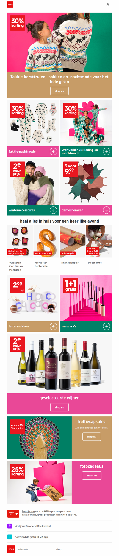 mis het niet: 30% korting op Takkie-kersttruien en -nachtmode voor het hele gezin