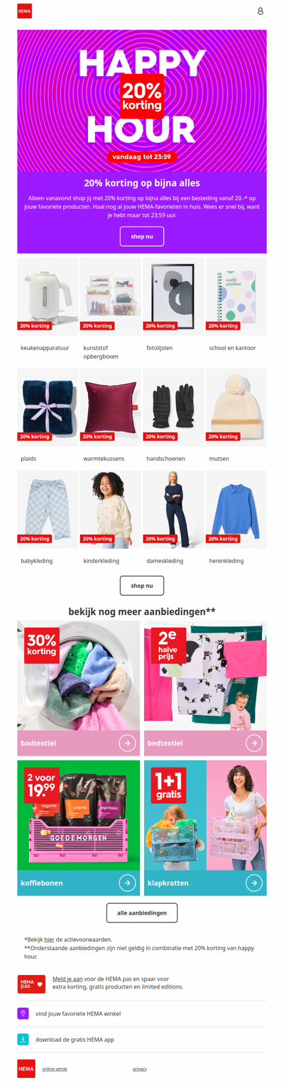 🚨 alleen vanavond: 20% korting op bijna alles | tot 23:59 uur