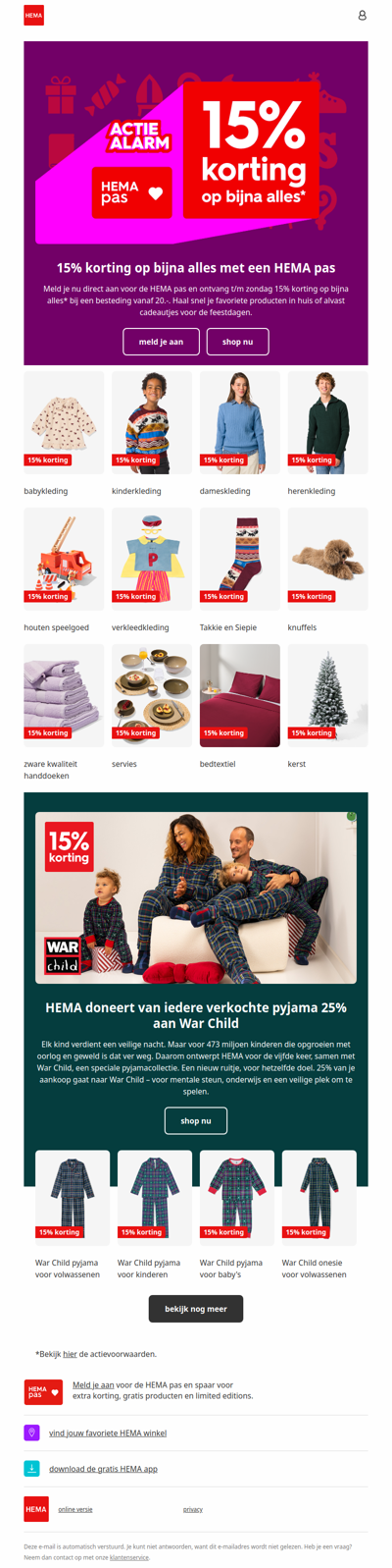 🚨 actie alarm: nu 15% korting op bijna alles met een HEMA pas