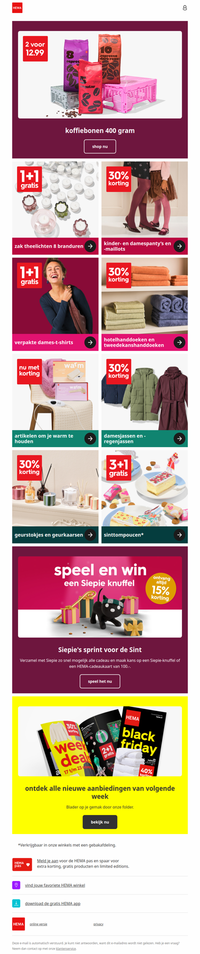 alleen nog dit weekend: 2 voor 12.99 op koffiebonen en nog meer