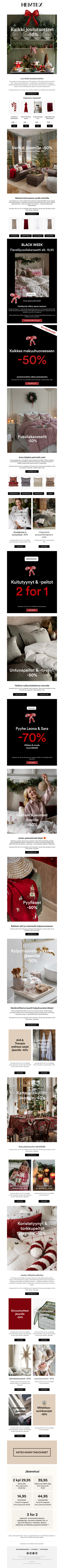 Tilaa nyt lukuisat joululahjat puoleen hintaan! 🎁 Pidennetty palautusoikeus 7.1. asti