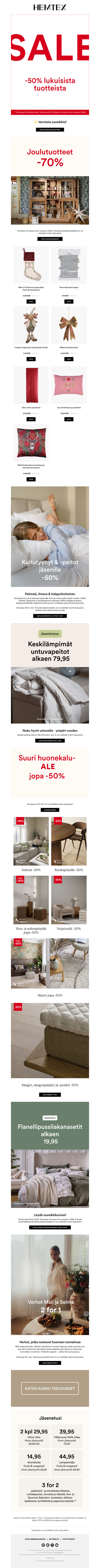 Suuri HUONEKALU-ALE - jopa -50% 🛋️