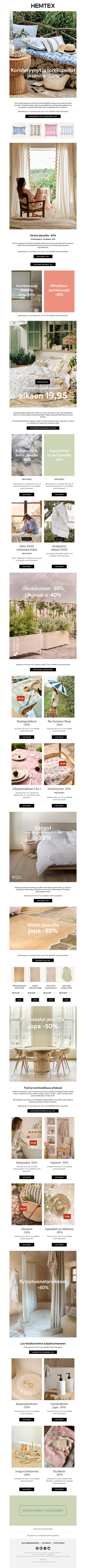 Verhot ja koristetyynyt jäsenille -50% 🍃🌼