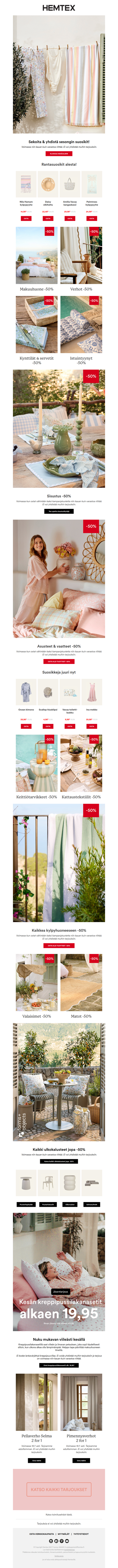 Kaikki terassikalusteet ja ulkoruukut nyt -50%
