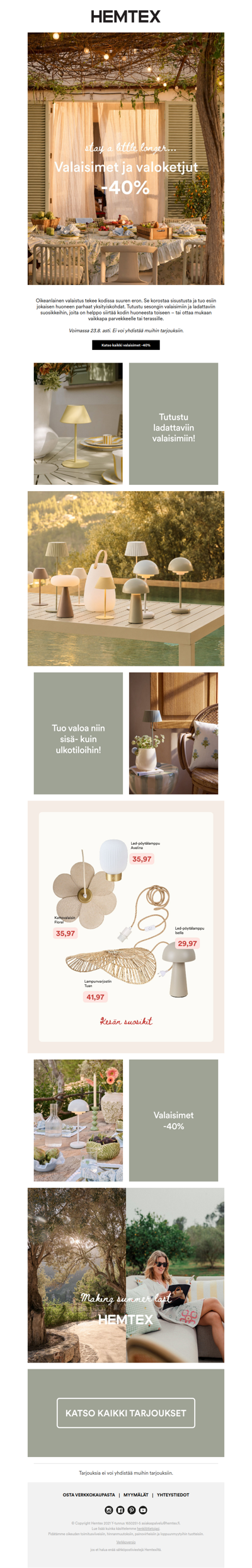 ✨ Stay a little longer... Luo tunnelmaa niin sisälle kuin ulos!