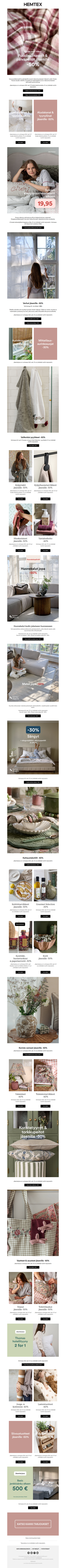 Kaikkea makuuhuoneeseen -50%* 🛏️