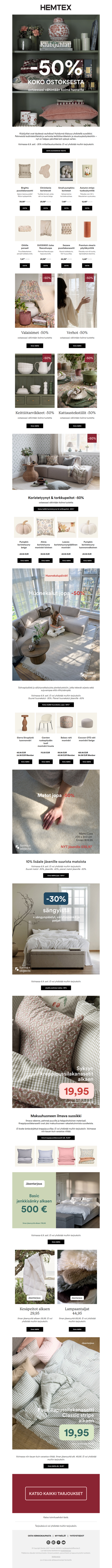 🎉 Klubijuhlissa käy vilske! -50%* koko ostoksestasi ostaessasi vähintään 3 tuotetta