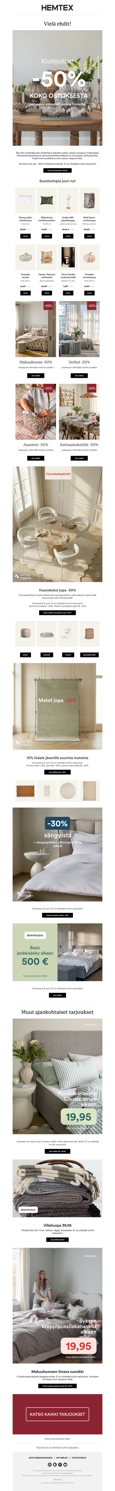 🎉-50%* koko ostoksesta ostaessasi vähintään 3 tuotetta