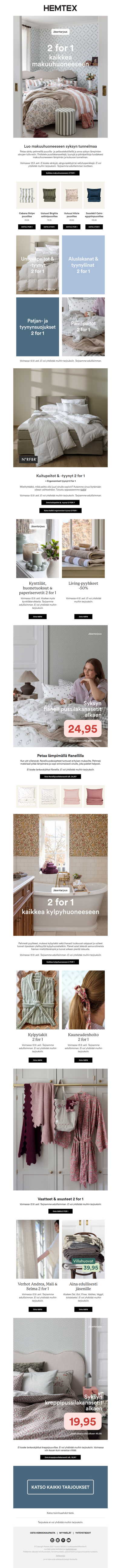 🤍 2 for 1 kaikkea makuuhuoneeseen jäsenille