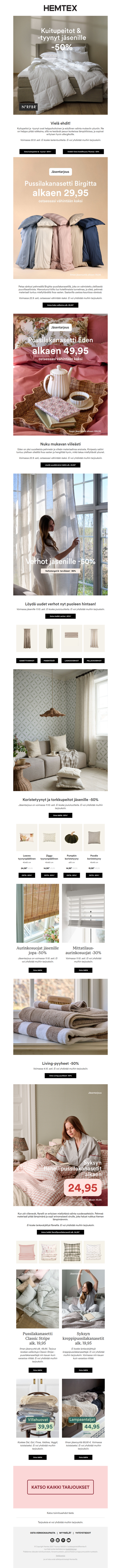 ⏳ -50% kuitupeitoista ja -tyynyistä jäsenille - vielä ehdit!