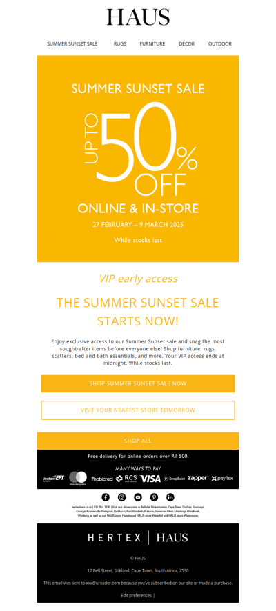 VIP EARLY ACCESS TO SUMMER SUNSET SALE