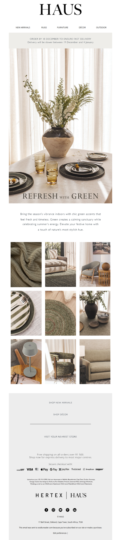 Calming hues for the festive season