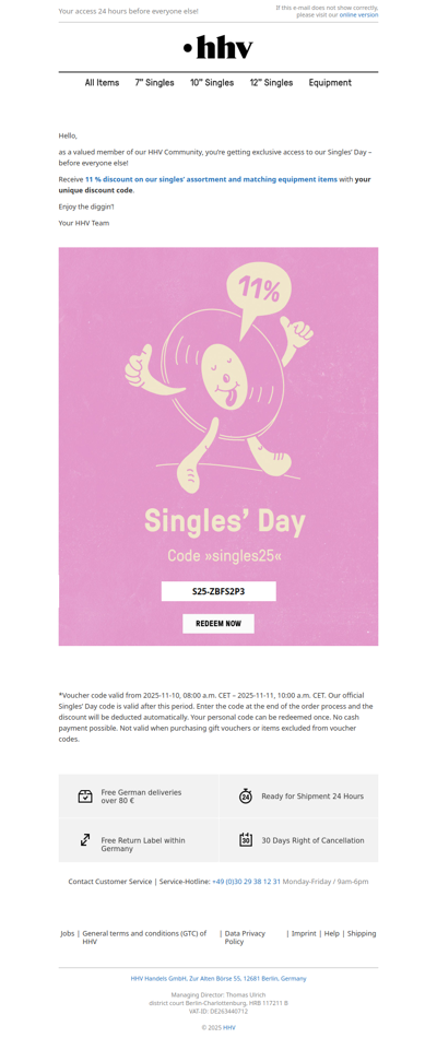 Exclusive Pre-Access: 11% OFF on Singles Day - be among the first!