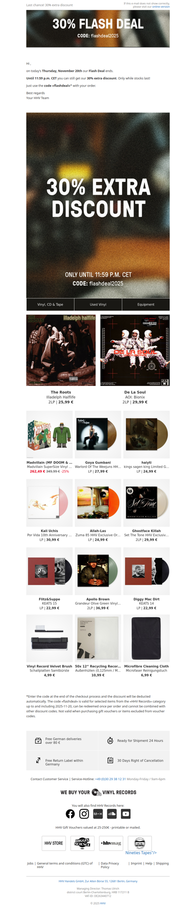 Only until 11:59 p.m. CET - 30% extra discount on selected items!