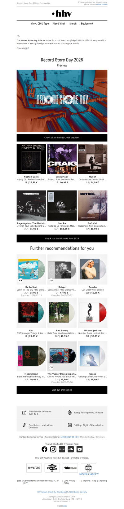Record Store Day 2026 - Preview List