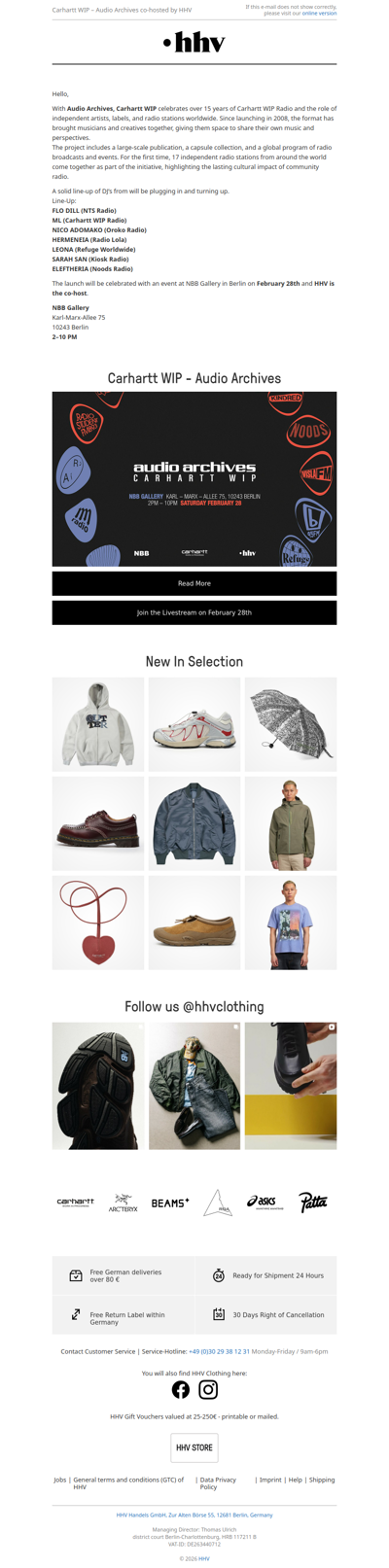 Carhartt WIP - Audio Archives co-hosted by HHV