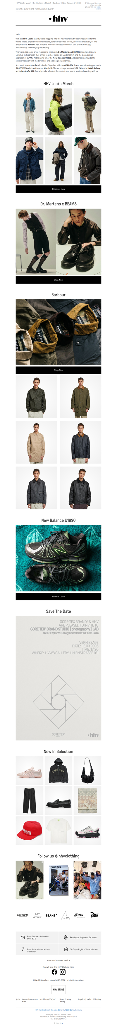 HHV Looks March | Dr. Martens x BEAMS | Barbour | New Balance U1890 | Save The Date 