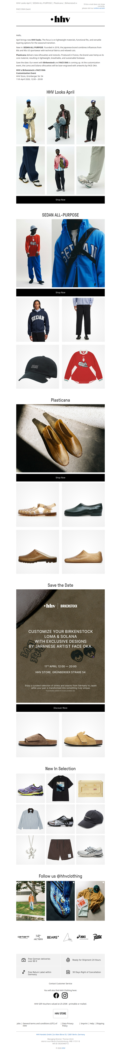 HHV Looks April | SEDAN ALL-PURPOSE | Plasticana | Birkenstock x FACE OKA Event