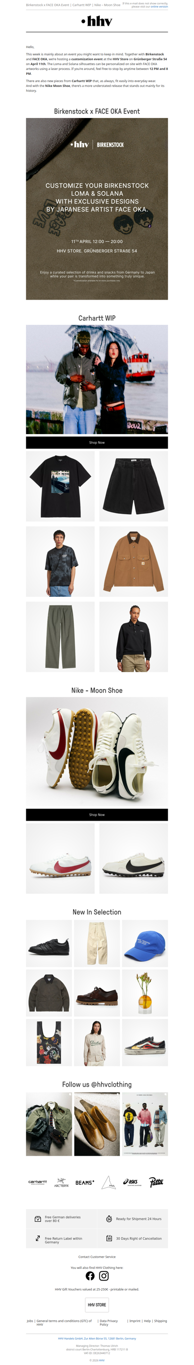 Birkenstock x FACE OKA Event | Carhartt WIP | Nike - Moon Shoe OG SP